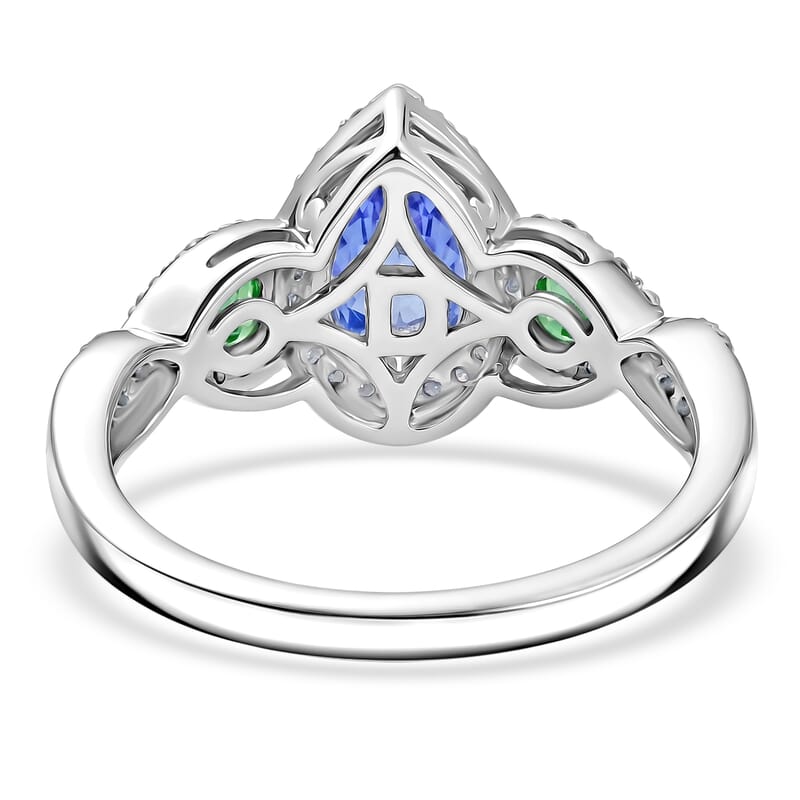 Doorbuster D'Joy Tanzanite and Multi Gemstone 1.75 ctw Twilight Garden Ring in Rhodium Over Sterling Silver (Size 6.0)
