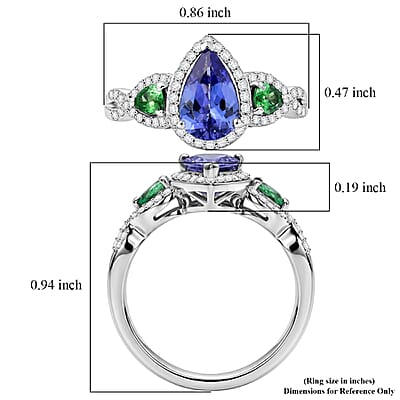 D'Joy Tanzanite and Multi Gemstone 1.75 ctw Twilight Garden Ring in Rhodium Over Sterling Silver (Size 6.0)