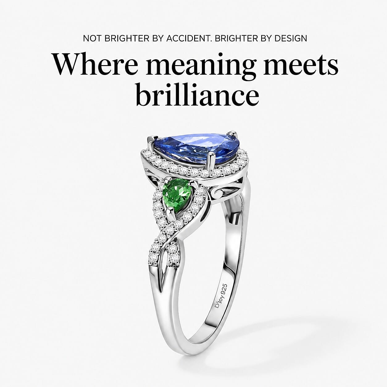 D'Joy Tanzanite and Multi Gemstone 1.75 ctw Twilight Garden Ring in Rhodium Over Sterling Silver (Size 7.0)