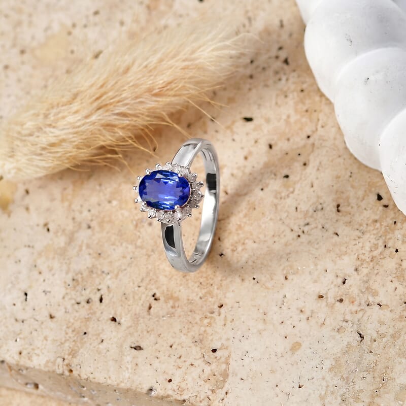 Luxoro AAAA Tanzanite and Diamond I1 1.53 ctw Ring in 14K White Gold (Size 4.0)