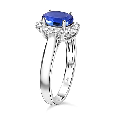 Luxoro AAAA Tanzanite and Diamond I1 1.53 ctw Ring in 14K White Gold (Size 4.0)