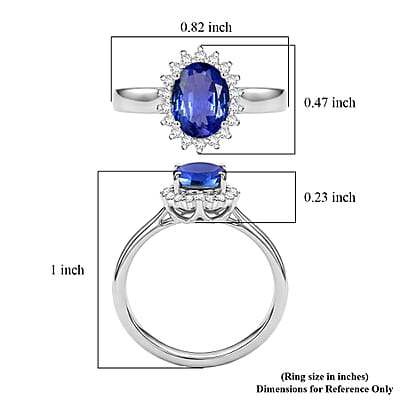 Luxoro AAAA Tanzanite and Diamond I1 1.53 ctw Ring in 14K White Gold (Size 4.0)