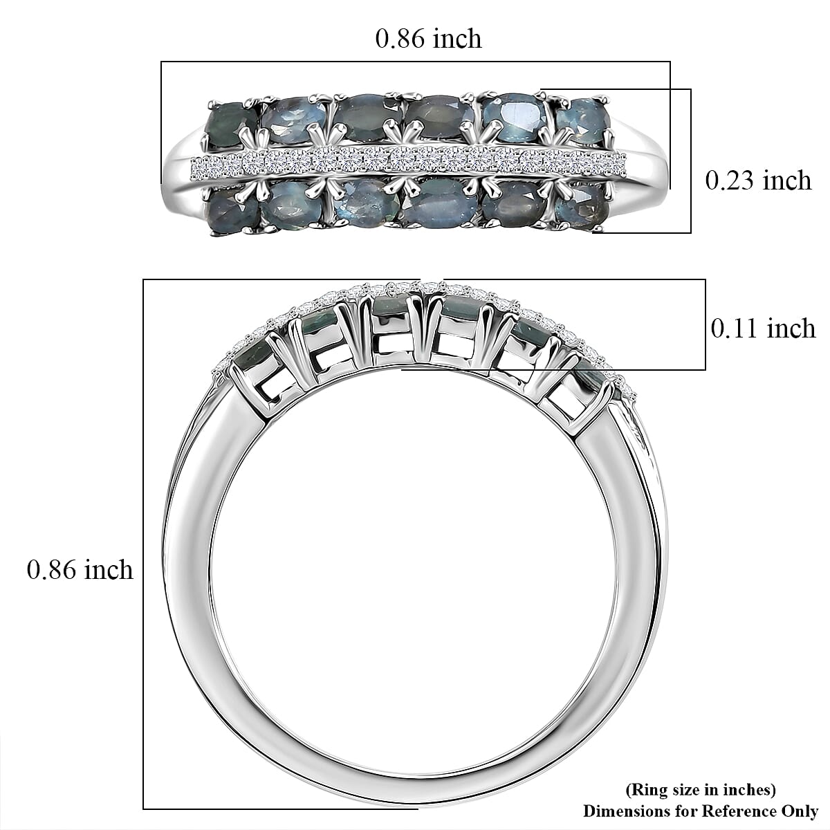 D'Joy Narsipatnam Alexandrite and Lab Grown Diamond G-H SI 0.90 ctw Double Bloom Band Ring in Rhodium Over Sterling Silver (Size 10.0) image number 5