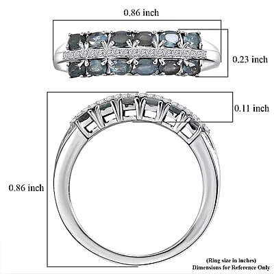 D'Joy Narsipatnam Alexandrite and Lab Grown Diamond G-H SI 0.90 ctw Double Bloom Band Ring in Rhodium Over Sterling Silver (Size 6.0)