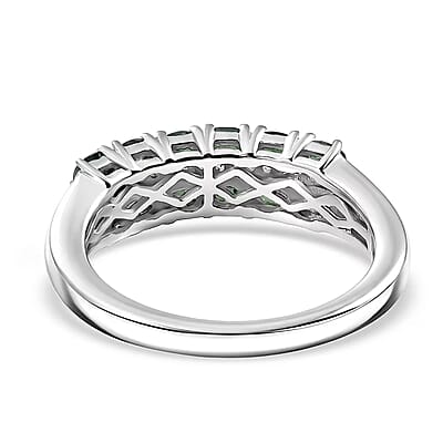 D'Joy Narsipatnam Alexandrite and Lab Grown Diamond G-H SI 0.90 ctw Double Bloom Band Ring in Rhodium Over Sterling Silver (Size 6.0)