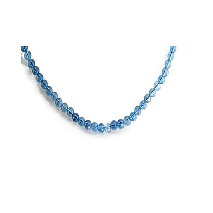 D'Joy Premium Santamaria Aquamarine 90.00 ctw Beaded Necklace in Rhodium Over Sterling Silver 18-20 Inches