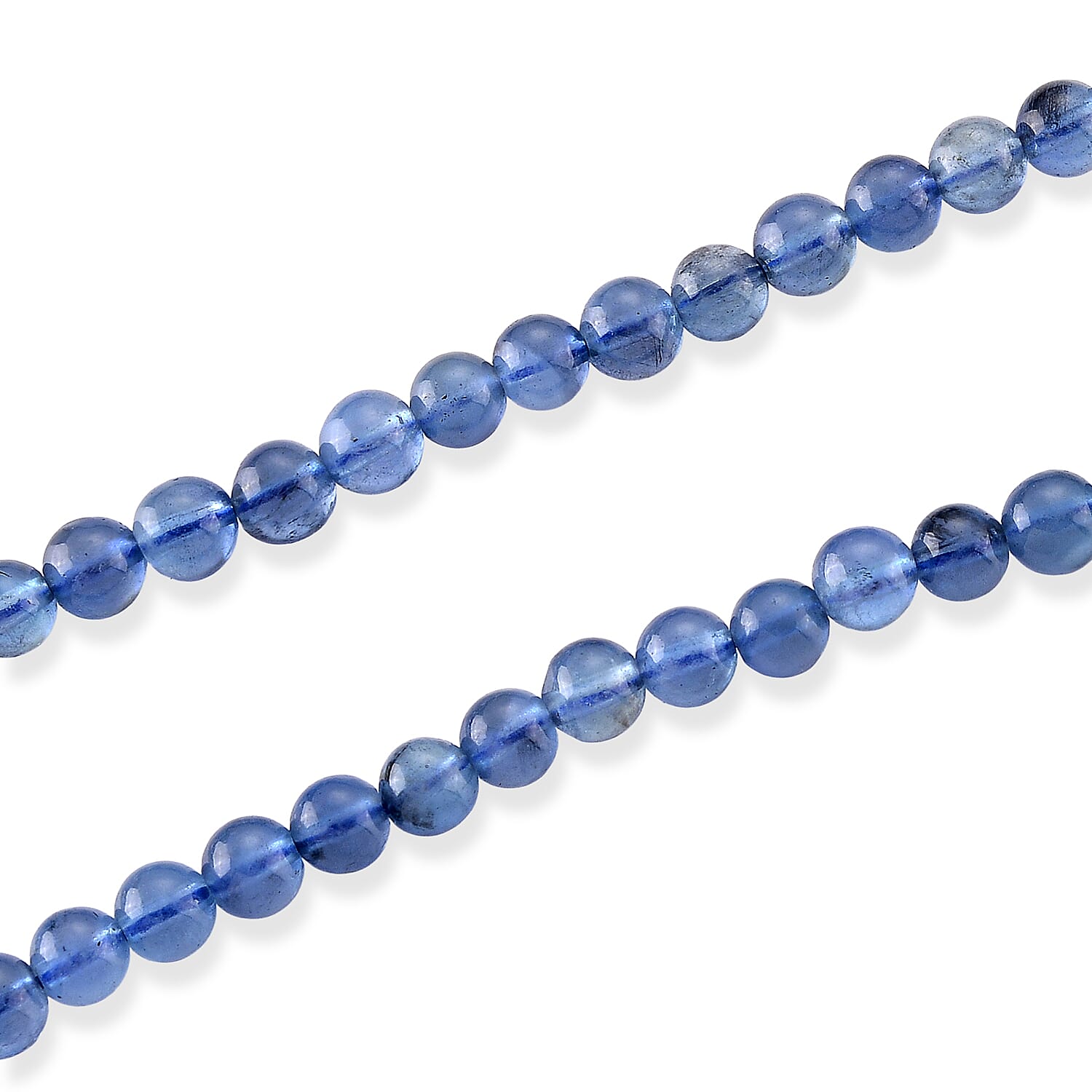 D'Joy Premium Santamaria Aquamarine 90.00 ctw Beaded Necklace in Rhodium Over Sterling Silver 18-20 Inches
