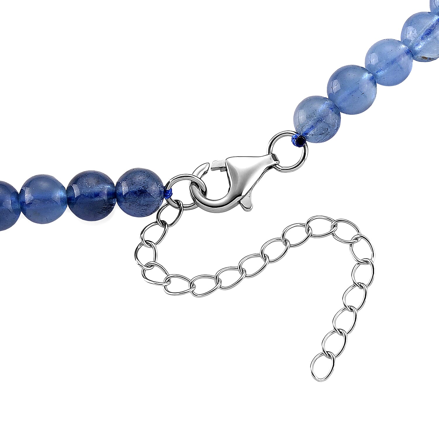 D'Joy Premium Santamaria Aquamarine 90.00 ctw Beaded Necklace in Rhodium Over Sterling Silver 18-20 Inches