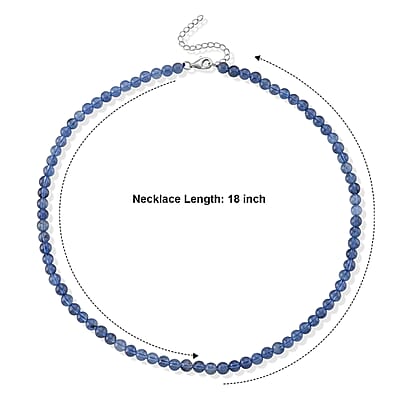 D'Joy Premium Santamaria Aquamarine 90.00 ctw Beaded Necklace in Rhodium Over Sterling Silver 18-20 Inches