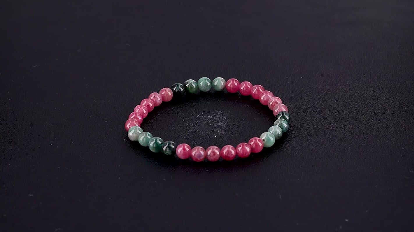 Premium Lagoon Tourmaline, Pink Tourmaline Beaded Bracelet (6.50-7In) 50.00 ctw