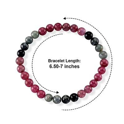 Premium Lagoon Tourmaline and Pink Tourmaline 50.00 ctw Beaded Bracelet (6.50-7In)