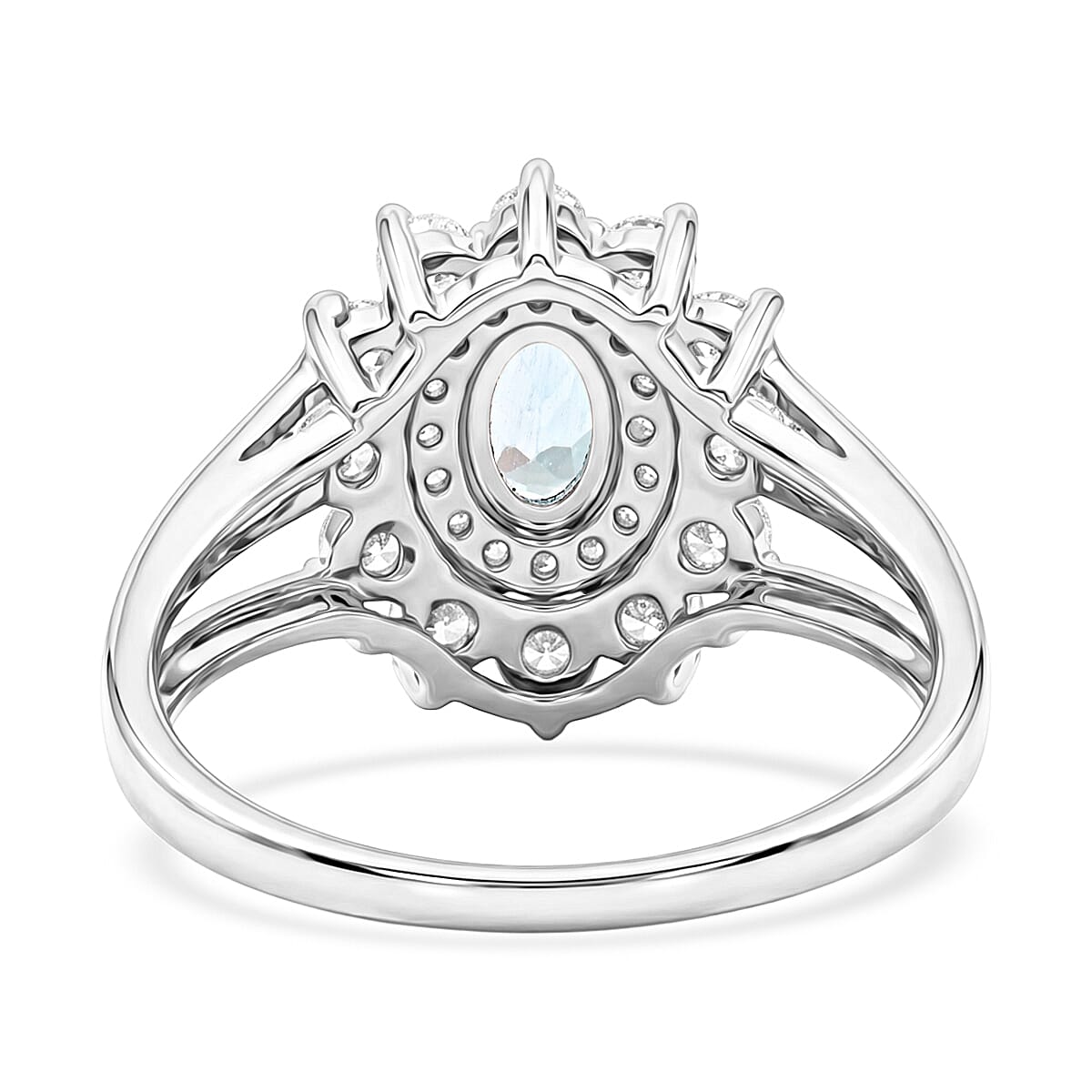 Mangoro Aquamarine and Simulated Diamond 2.50 ctw Ring in Sterling Silver (Size 9.0)