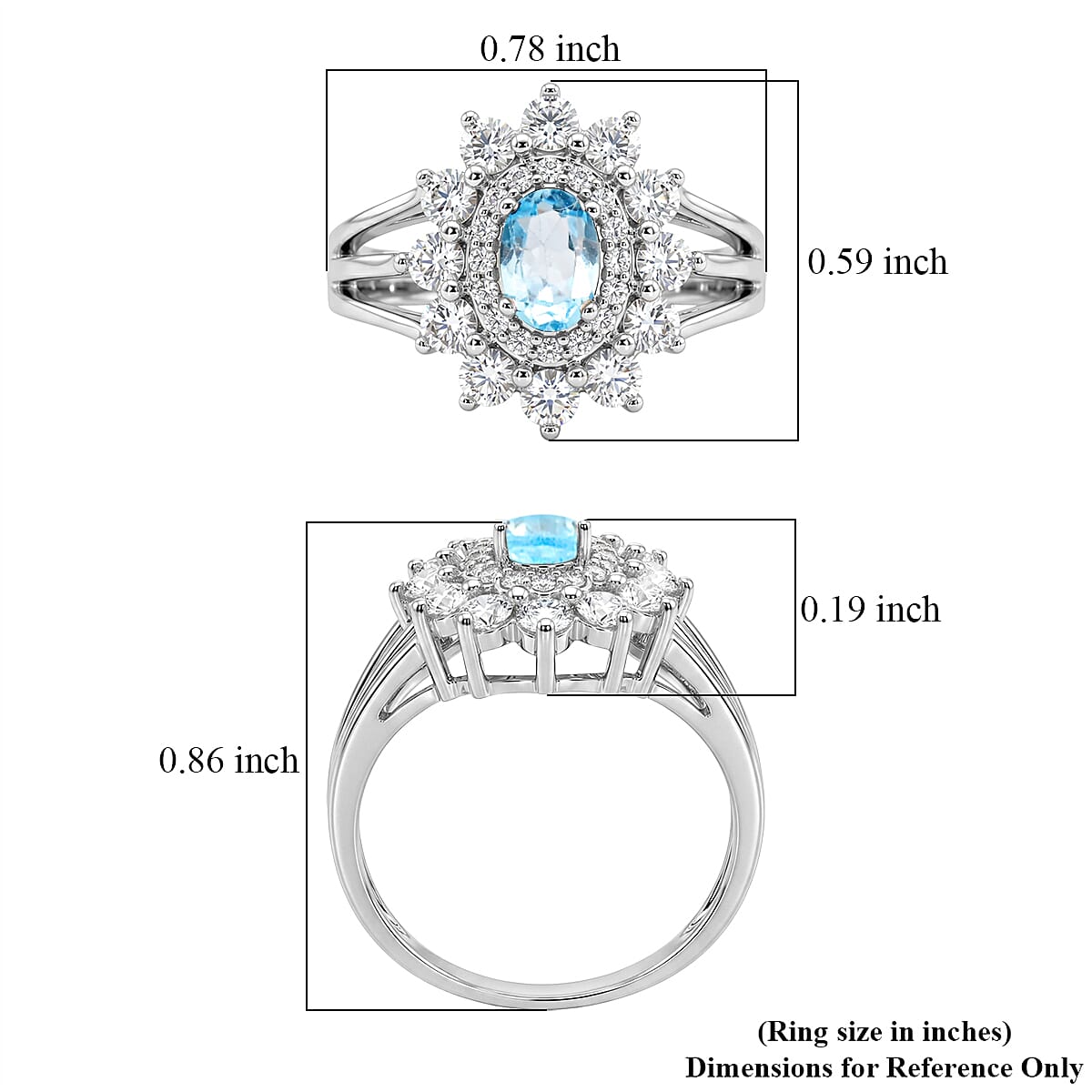 Mangoro Aquamarine and Simulated Diamond 2.50 ctw Ring in Sterling Silver (Size 10.0)