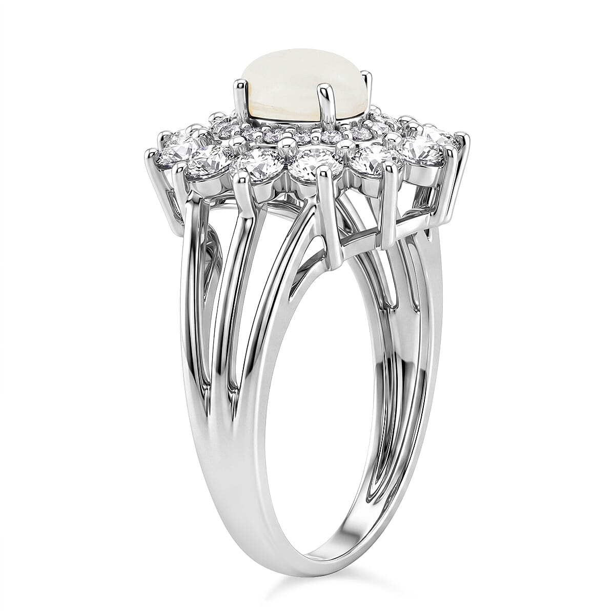 Pearl and Simulated Diamond 1.10 ctw Ring in Sterling Silver (Size 6.0)