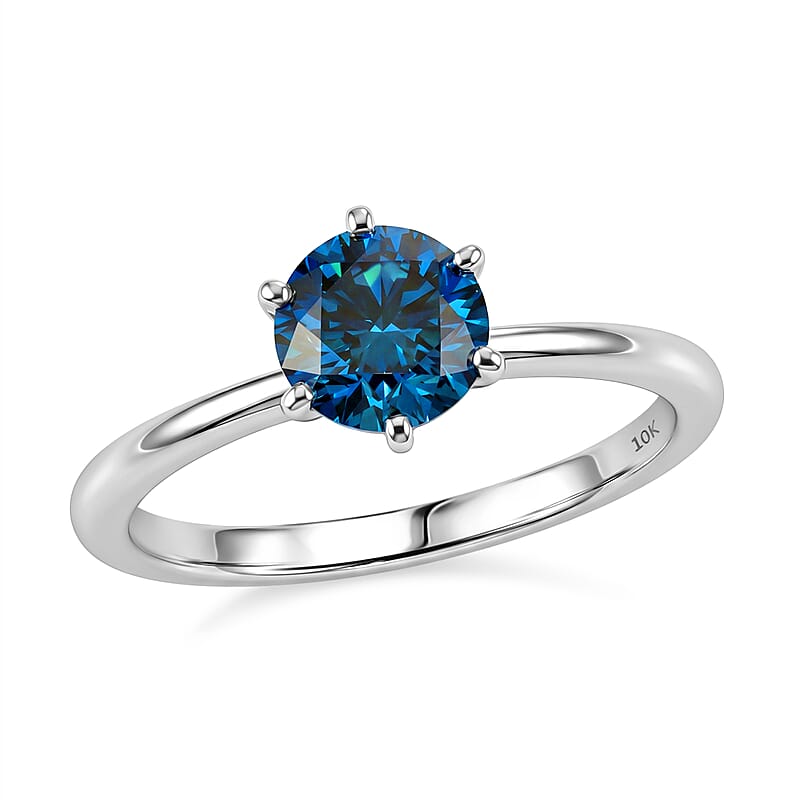 Luxuriant Lab Grown Blue Diamond (IR) SI 1.00 ctw Ring in 10K White Gold (Size 6.0)