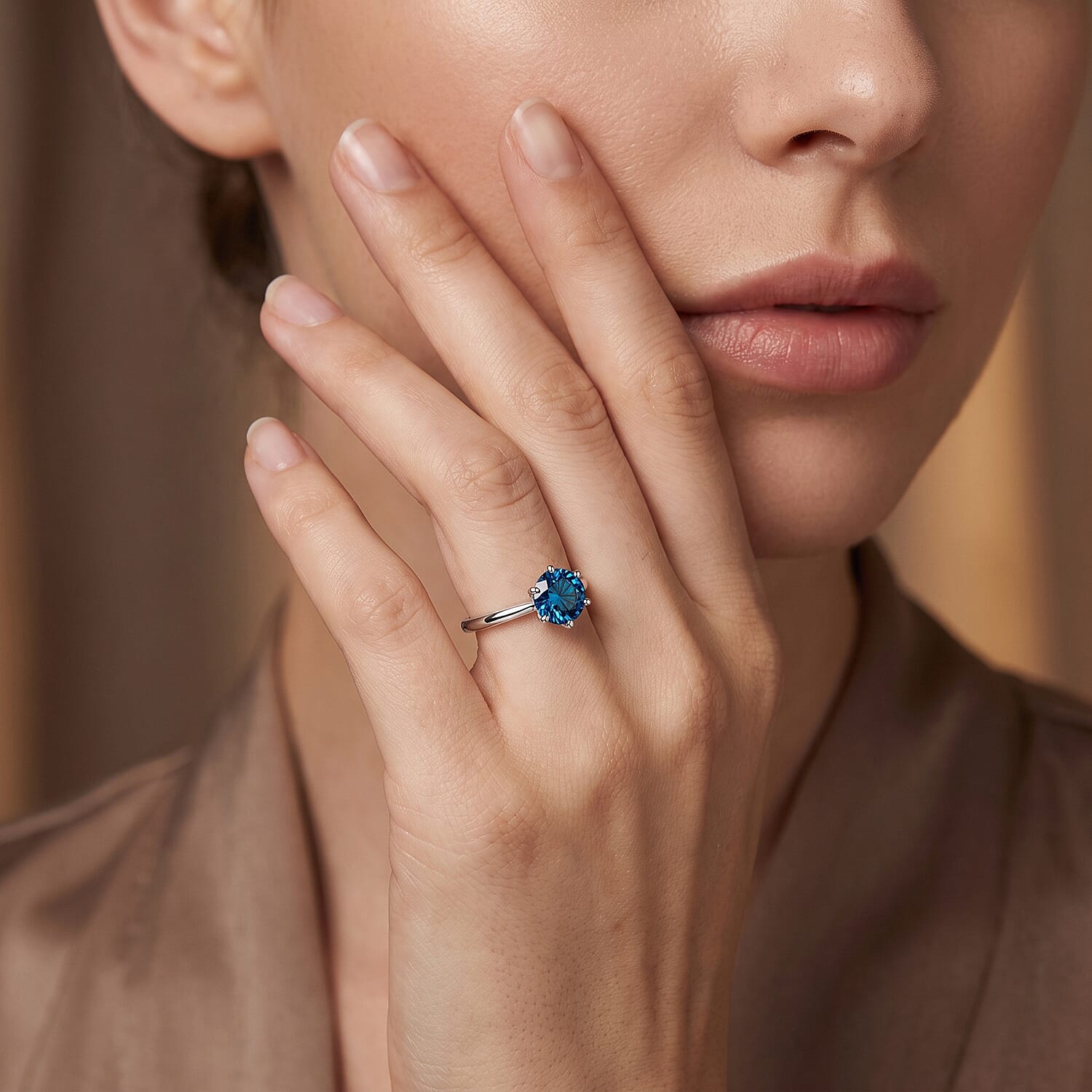 Luxuriant Lab Grown Blue Diamond (IR) SI 1.00 ctw Ring in 10K White Gold (Size 6.0)