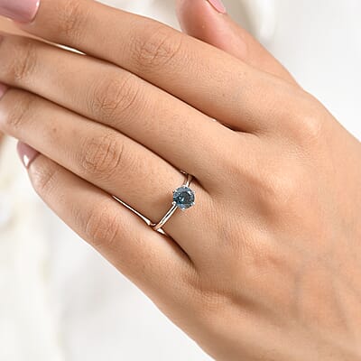 Luxuriant Lab Grown Blue Diamond (IR) SI 1.00 ctw Ring in 10K White Gold (Size 6.0)