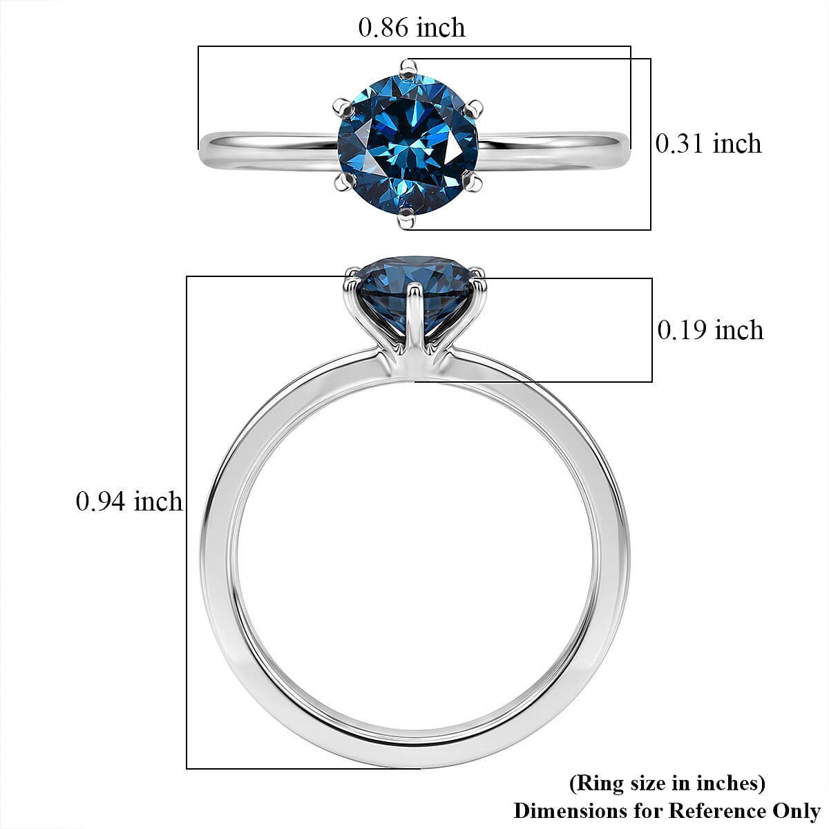 Luxuriant Lab Grown Blue Diamond (IR) SI 1.00 ctw Ring in 10K White Gold (Size 6.0)