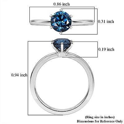 Luxuriant Lab Grown Blue Diamond (IR) SI 1.00 ctw Ring in 10K White Gold (Size 6.0)