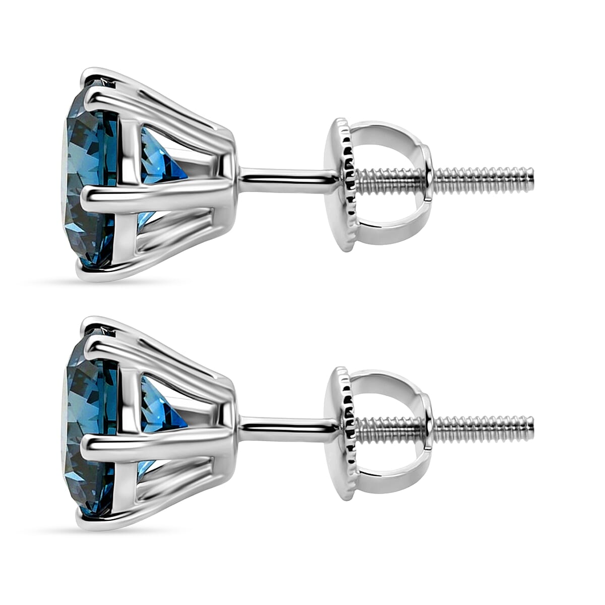 Luxuriant Lab Grown Blue Diamond IR SI 2.00 ctw Earrings in 10K White Gold image number 3