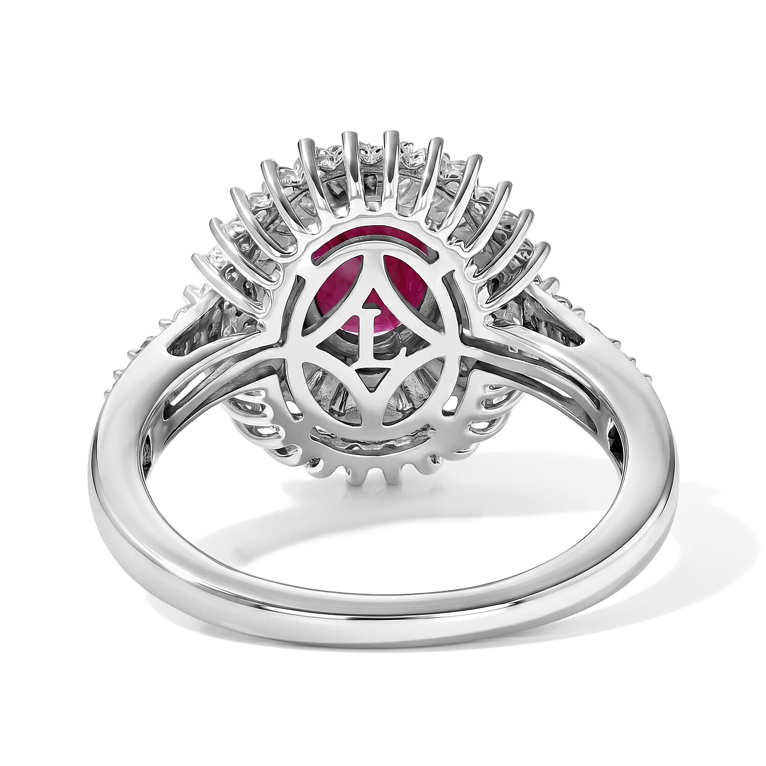 AAA Mozambique Ruby and Luxuriant Lab Grown Diamond G-H SI 1.80 ctw Ring in Rhodium Over Sterling Silver (Size 6.0)