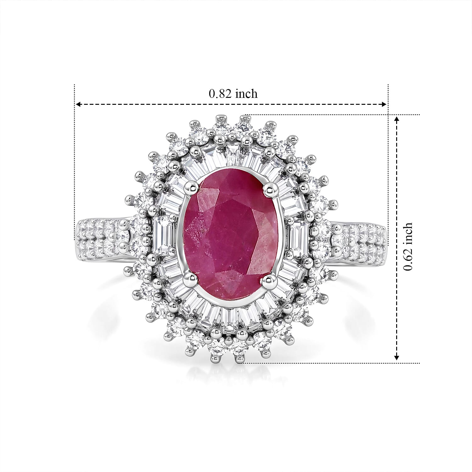 AAA Mozambique Ruby and Luxuriant Lab Grown Diamond G-H SI 1.80 ctw Ring in Rhodium Over Sterling Silver (Size 6.0)