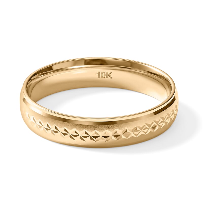 Diamond-cut Band Ring in 10K Yellow Gold (Size 6.0) 1.20 Grams