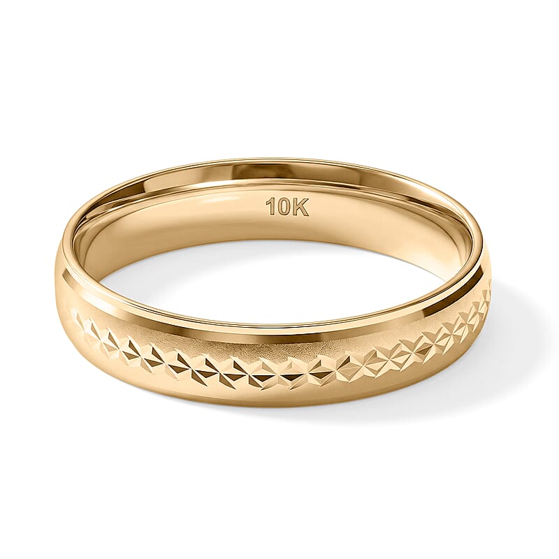 Diamond-cut Band Ring in 10K Yellow Gold (Size 6.0) 1.20 Grams