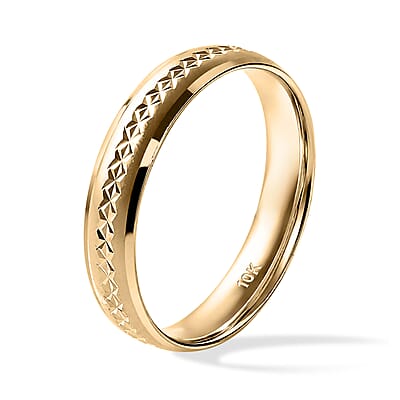 Diamond-cut Band Ring in 10K Yellow Gold (Size 6.0) 1.20 Grams