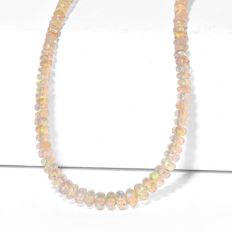 Luxoro AAA Ethiopian Welo Opal 71.60 ctw Beaded Necklace in 10K Yellow Gold 18 Inches