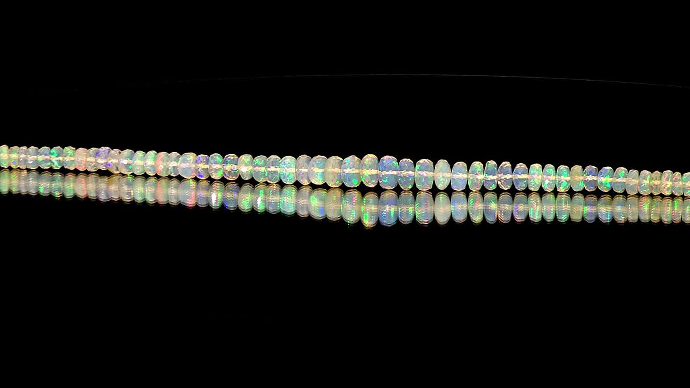 Certified & Appraised Luxoro AAA Ethiopian Welo Opal 71.60 ctw Beaded Necklace in 10K Yellow Gold 18 Inches