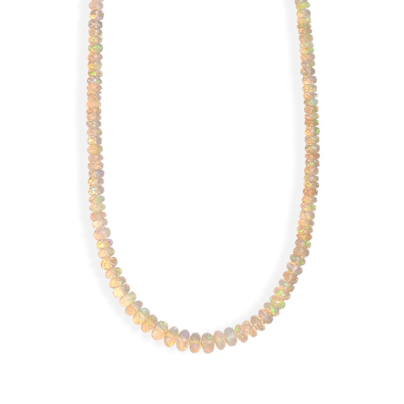 Luxoro AAA Ethiopian Welo Opal 71.60 ctw Beaded Necklace in 10K Yellow Gold 18 Inches