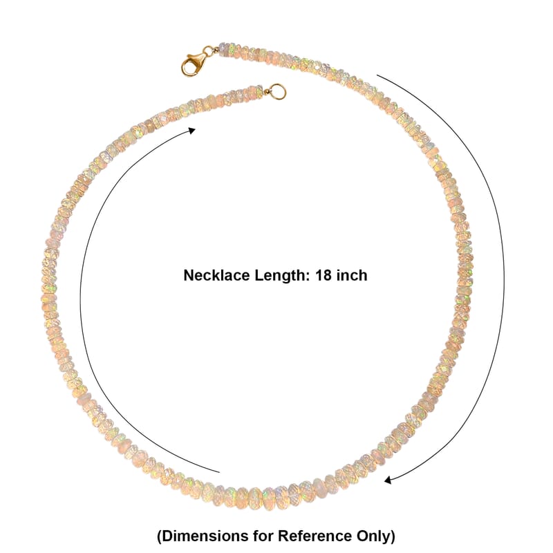 Luxoro AAA Ethiopian Welo Opal 71.60 ctw Beaded Necklace in 10K Yellow Gold 18 Inches