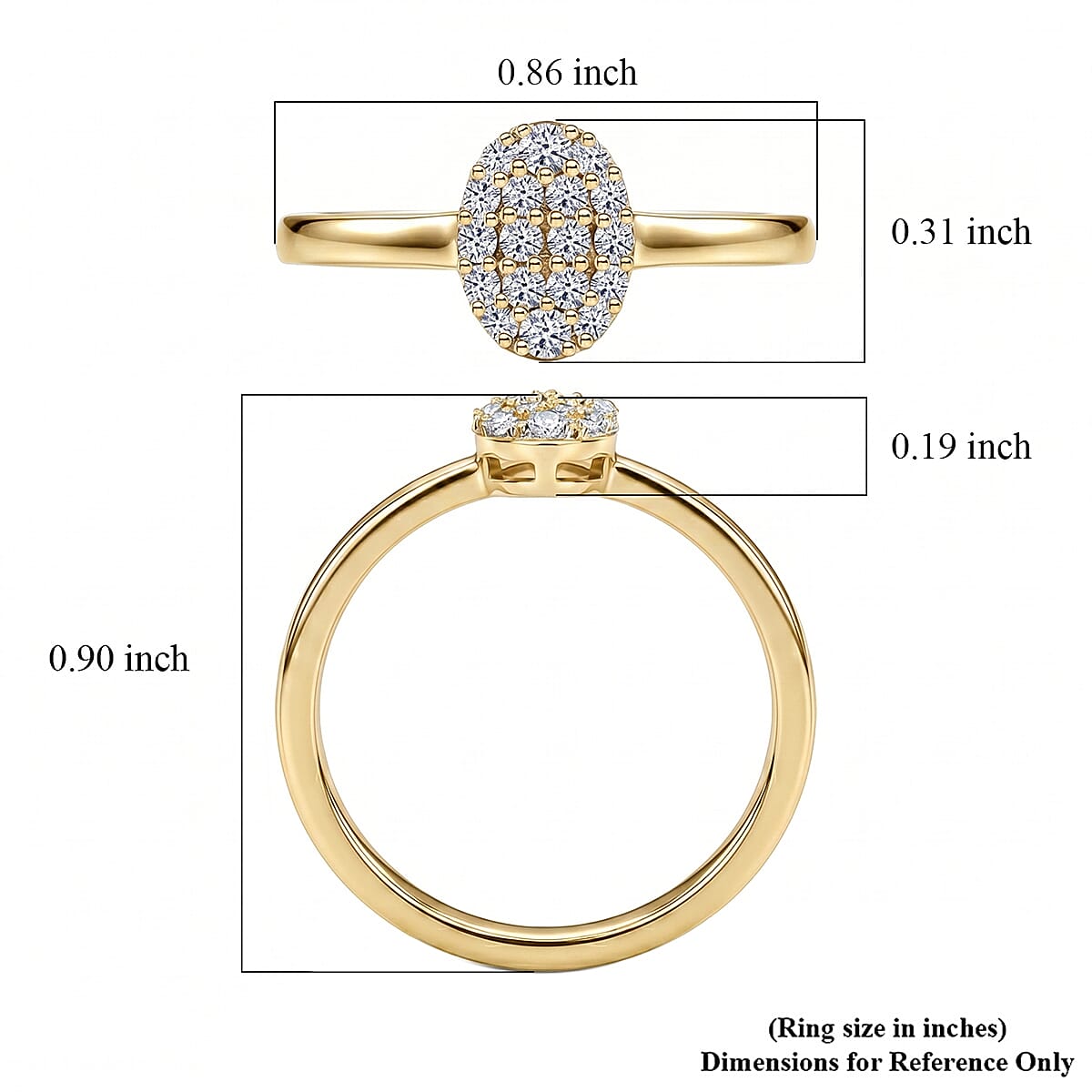 Luxuriant Lab Grown Diamond G-H SI 0.15 ctw Ring in 18K Vermeil Yellow Gold Over Sterling Silver (Size 5.0)