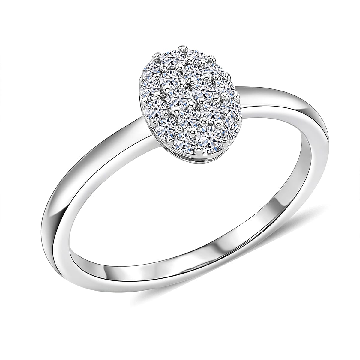 Luxuriant Lab Grown Diamond G-H SI 0.15 ctw Ring in Rhodium Over Sterling Silver (Size 5.0)