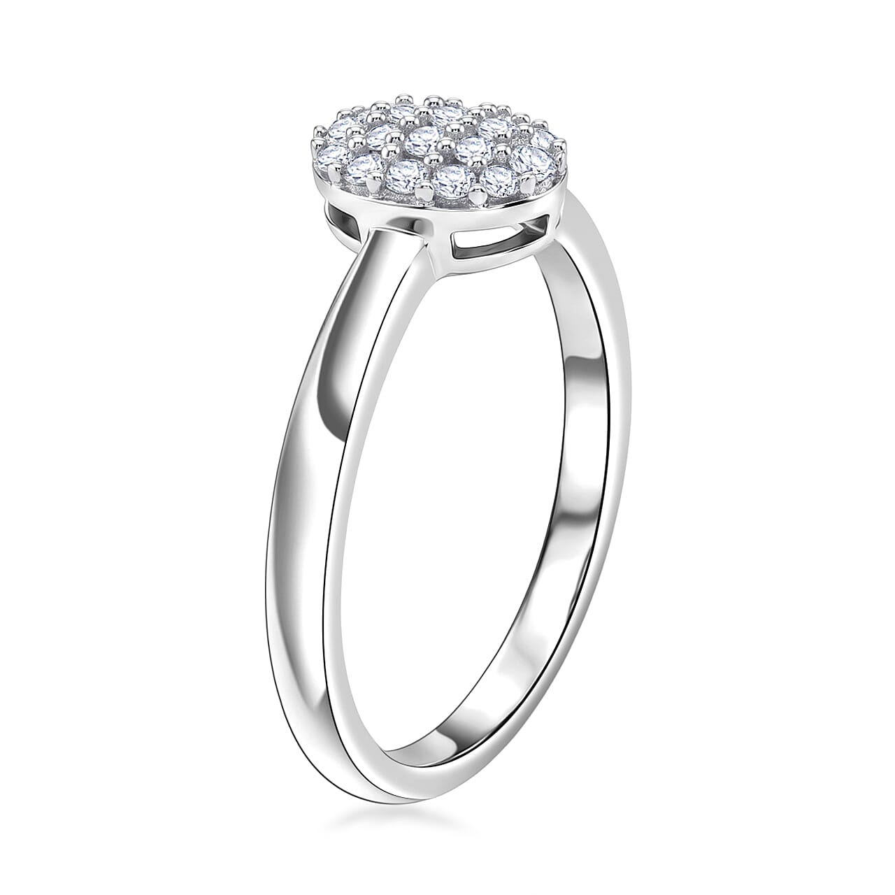 Luxuriant Lab Grown Diamond G-H SI 0.15 ctw Ring in Rhodium Over Sterling Silver (Size 5.0)