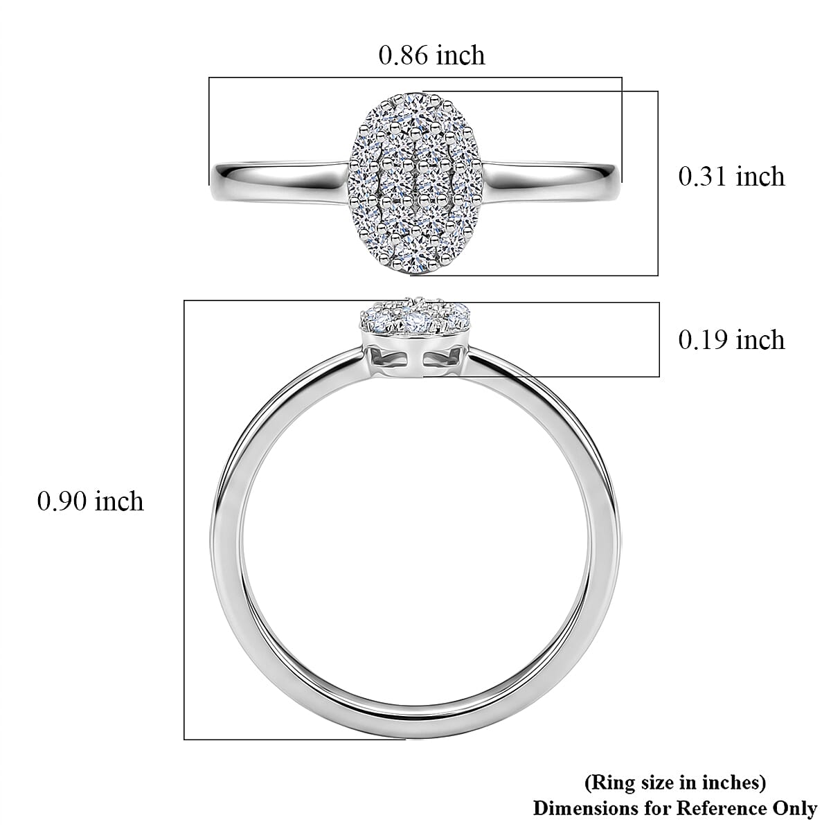 Luxuriant Lab Grown Diamond G-H SI 0.15 ctw Ring in Rhodium Over Sterling Silver (Size 5.0)