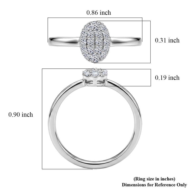Luxuriant Lab Grown Diamond G-H SI 0.15 ctw Ring in Rhodium Over Sterling Silver (Size 5.0)