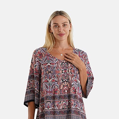 La Marey Red Print Blouse- One Size Fits Most