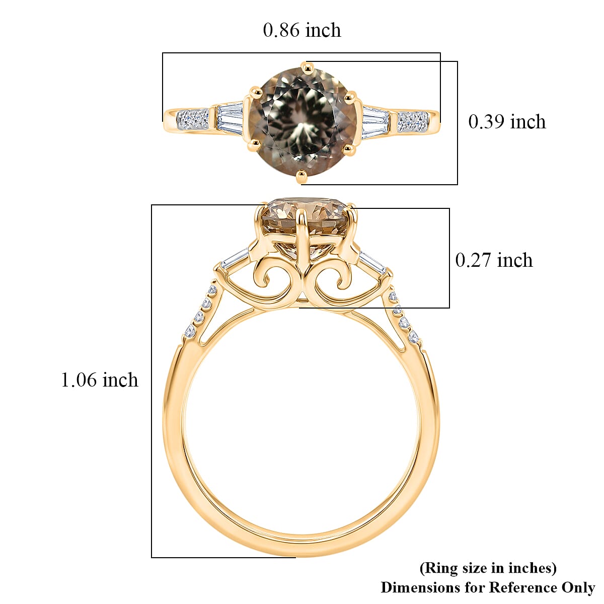 100 Facets AAA Turkizite and Luxuriant Lab Grown Diamond VS 2.50 ctw Golden Autumn Glow Ring in 10K Yellow Gold (Size  10.0) image number 5