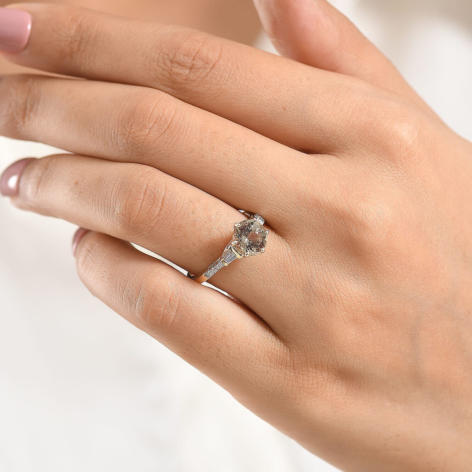 100 Facets AAA Turkizite and Luxuriant Lab Grown Diamond VS 2.50 ctw Golden Autumn Glow Ring in 10K Yellow Gold (Size  5.0)