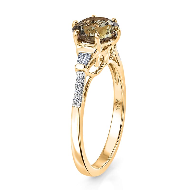 100 Facets AAA Turkizite and Luxuriant Lab Grown Diamond VS 2.50 ctw Golden Autumn Glow Ring in 10K Yellow Gold (Size  5.0)