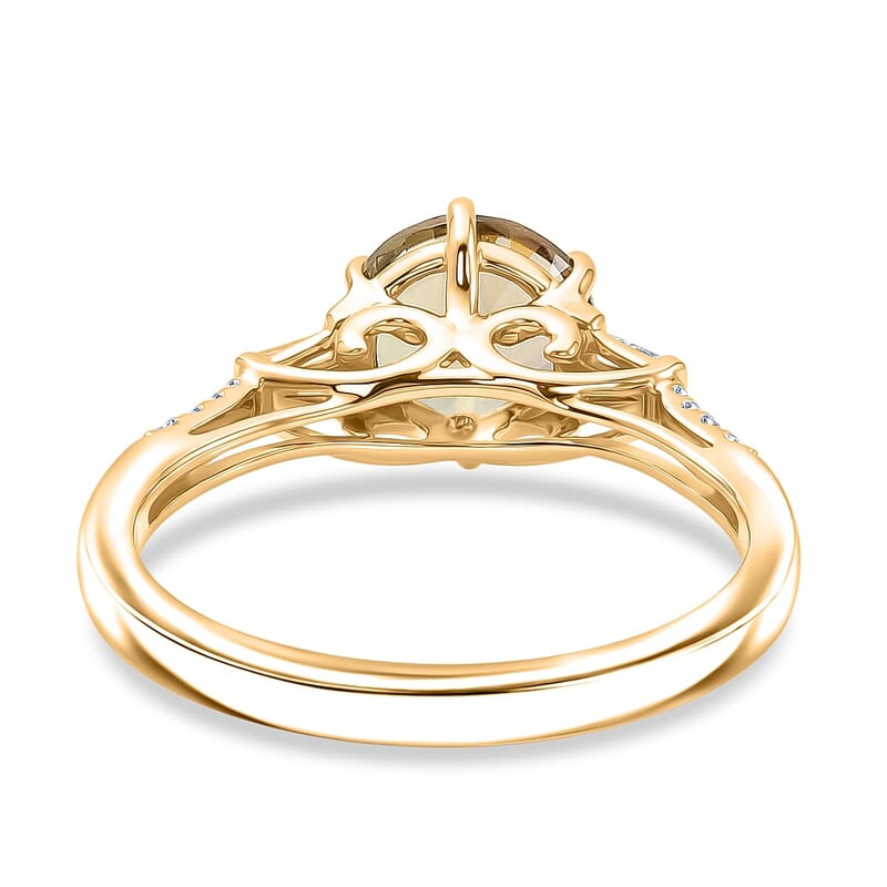 100 Facets AAA Turkizite and Luxuriant Lab Grown Diamond VS 2.50 ctw Golden Autumn Glow Ring in 10K Yellow Gold (Size  5.0)