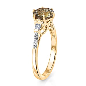 100 Facets AAA Turkizite and Luxuriant Lab Grown Diamond VS 2.50 ctw Golden Autumn Glow Ring in 10K Yellow Gold (Size  5.5)