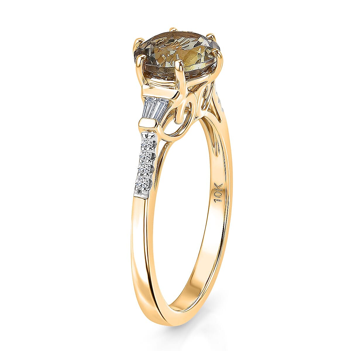 100 Facets AAA Turkizite and Luxuriant Lab Grown Diamond VS 2.50 ctw Golden Autumn Glow Ring in 10K Yellow Gold (Size  8.5) image number 3