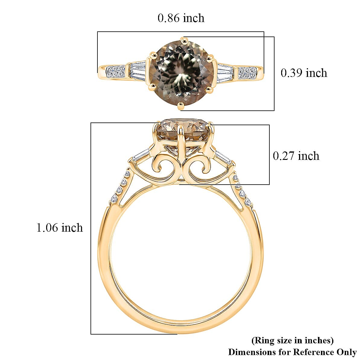 100 Facets AAA Turkizite and Luxuriant Lab Grown Diamond VS 2.50 ctw Golden Autumn Glow Ring in 10K Yellow Gold (Size  9.5) image number 5