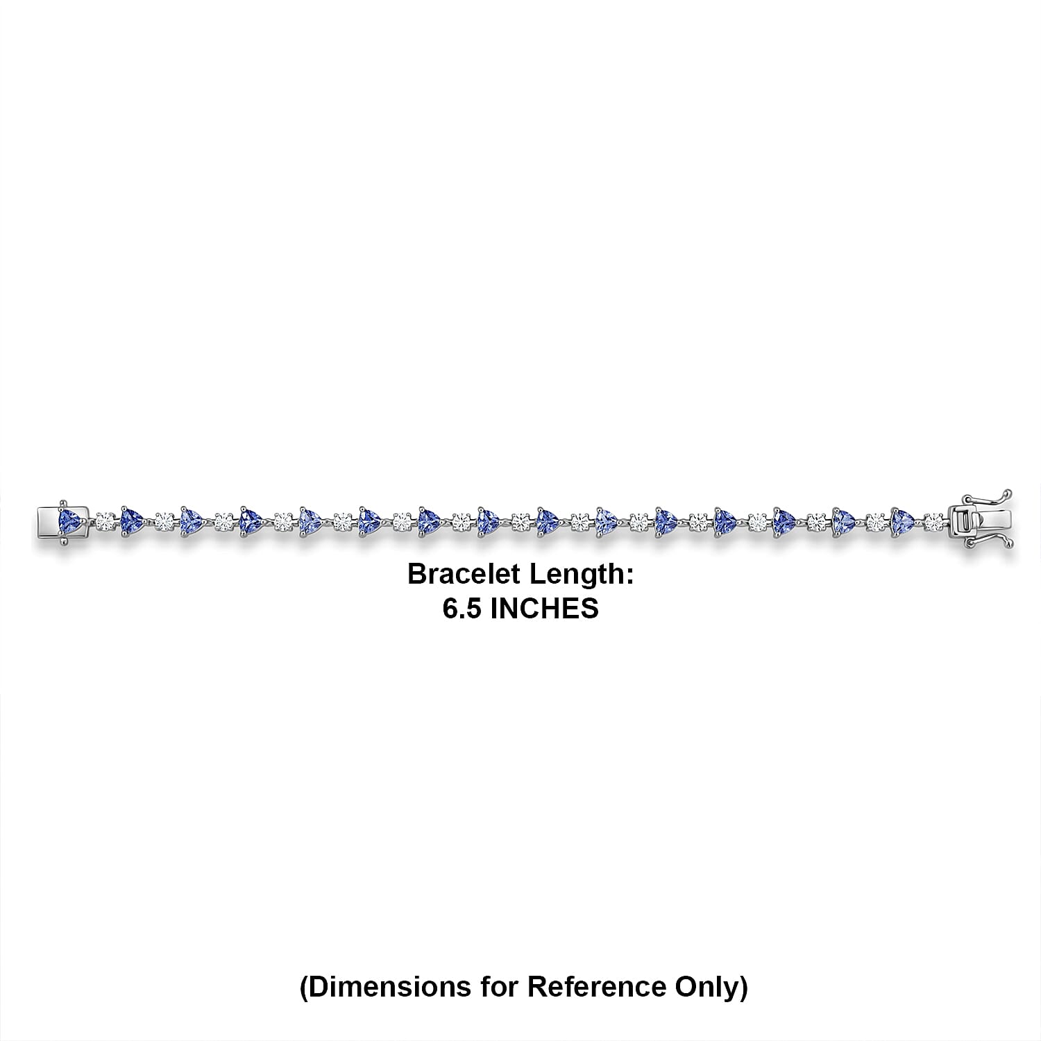 D'Joy Tanzanite and Moissanite 4.50 ctw Majestic Teardrop Bracelet in Rhodium Over Sterling Silver (6.50 In)