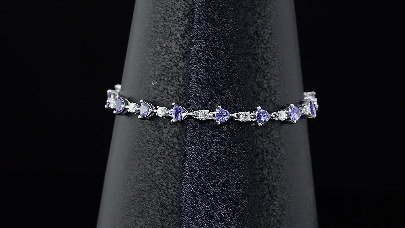 D'Joy Tanzanite, Moissanite Bracelet in Rhodium Over Sterling Silver (6.50 In) 4.50 ctw