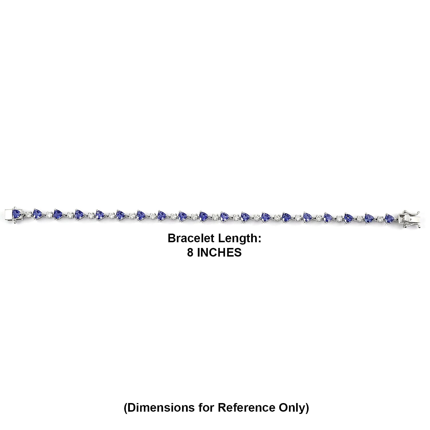 D'Joy Tanzanite and Moissanite 5.60 ctw Majestic Teardrop Bracelet in Rhodium Over Sterling Silver (8.00 In)