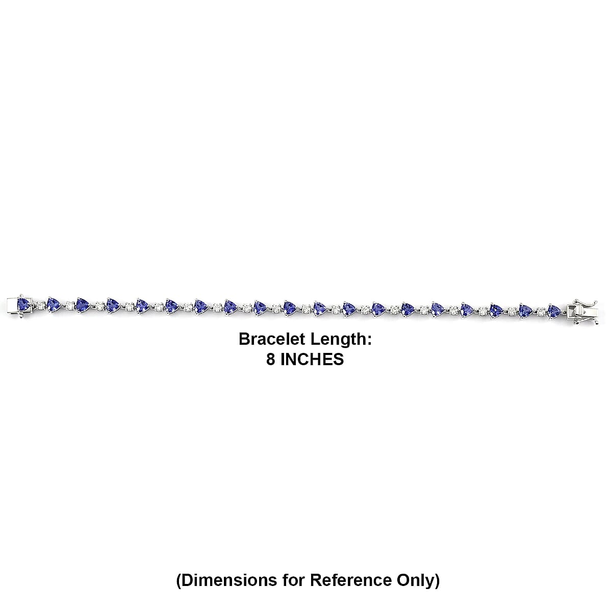 D'Joy Tanzanite and Moissanite 5.60 ctw Majestic Teardrop Bracelet in Rhodium Over Sterling Silver (8.00 In) image number 4